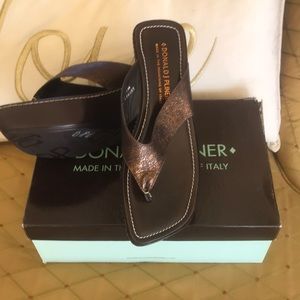 Bronze wedge sandals